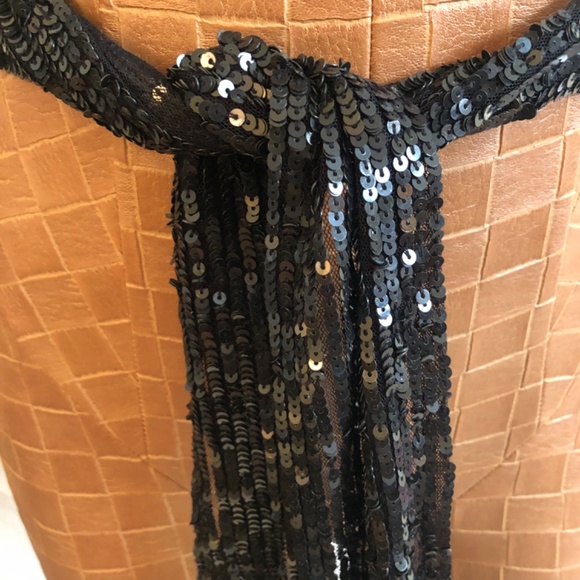 NWOT Black Sequined Scarf, Wrap or Belt - Picture 3 of 10